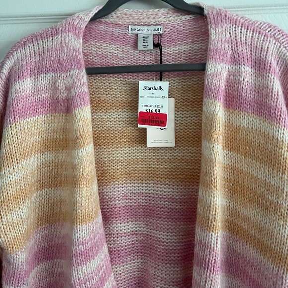 NWT Sincerely Jules Pink & Peach Cardigan Xsmall - Picture 3 of 5